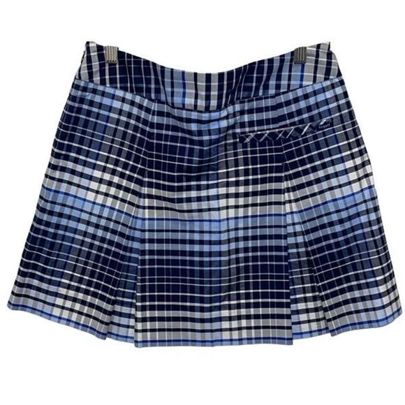 Liz Golf Skort front pockets and one back pocket side zip blue plaid Size 4 - Picture 3 of 8